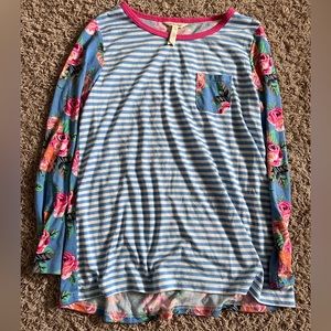 Matilda Jane "Me Time" Long Sleeve Striped Floral Tee
